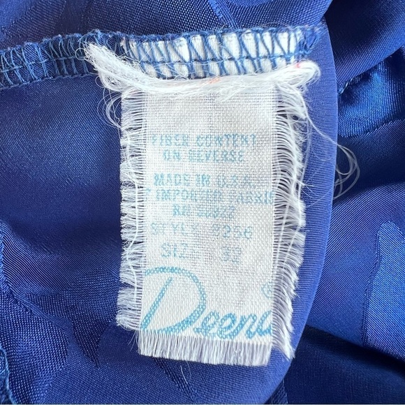 VTG Deena Satin Jacquard Camisole and Shorts Lingerie Set XS/S Jeweled Blue USA - Picture 7 of 15